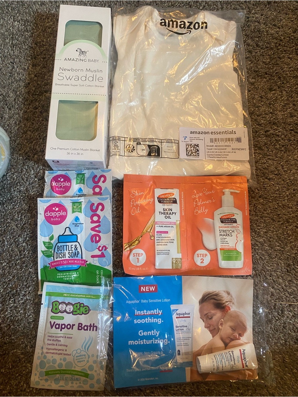 Brand New! Newborn Baby Essentials Bundle Box 3-6M Bodysuit Onesie,Baby Swaddle